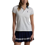 RLX Ralph Lauren 女式 Tour Pique 高尔夫 Polo 衫 - 陶瓷白