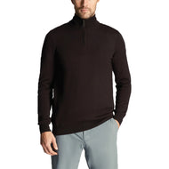 Lyle & Scott 刺绣美利奴羊毛混纺 1/4 拉链针织衫 - 深黑色