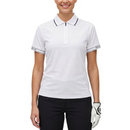 Rohnisch 女式罗纹高尔夫 Polo 衫 - 白色