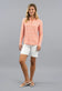 IBKUL Women's Amani Long Sleeve Zip Mock Neck Shirt - Peach/White