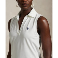 RLX Ralph Lauren Women's Tour Pique V-Neck Sleeveless Polo Shirt - Ceramic White