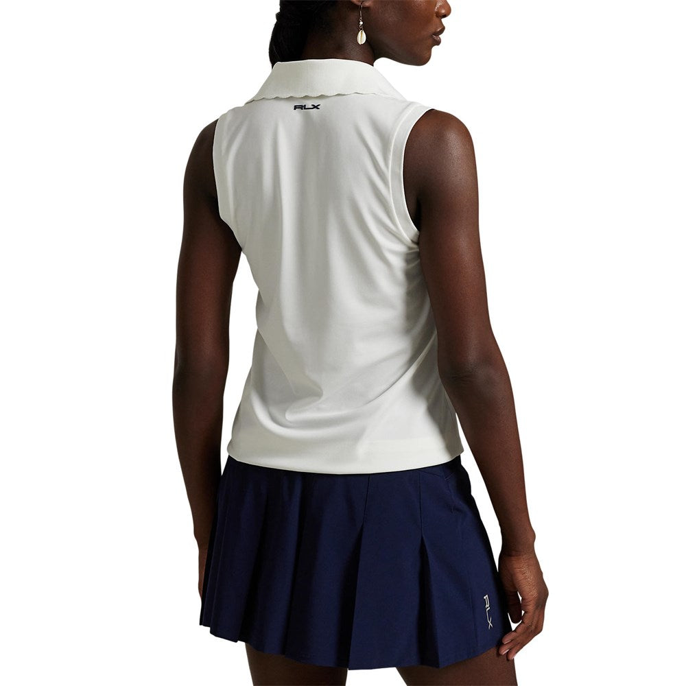 RLX Ralph Lauren Women's Tour Pique V-Neck Sleeveless Polo Shirt - Ceramic White