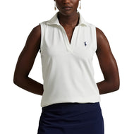 RLX Ralph Lauren Women's Tour Pique V-Neck Sleeveless Polo Shirt - Ceramic White