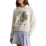RLX Ralph Lauren Women's Polo Bear 2/48 Cotton Blend Golf Pullover - White Splash Multi