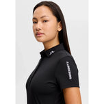 J.Lindeberg 女式 Tour Tech 高尔夫 Polo 衫 - 黑色