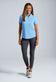 IBKUL Women's Solid Short Sleeve Zip Mock Neck Shirt - Peri