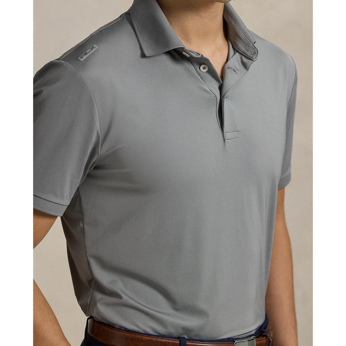 RLX Ralph Lauren Tailored Fit Lightweight Airflow Golf Polo Shirt - Peak Grey
