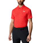 Castore Club Golf Ball Printed Polo Golf Shirt - Poppy Red/White