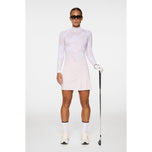 J.Lindeberg妇女Ella印刷压缩高尔夫衬衫 - 经纱灰丁香