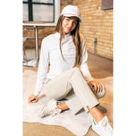 Golftini Women's Stretch Ankle Golf Pants - Khaki/White