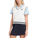 Huffer 女式钻石针织高尔夫背心 - 粉笔色