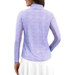 IBKUL Women's Amani Long Sleeve Zip Mock Neck Shirt - Lavander/White
