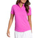 IBKUL Women's Solid Short Sleeve Zip Mock Neck Shirt - Hot Pink