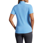 IBKUL Women's Solid Short Sleeve Zip Mock Neck Shirt - Peri