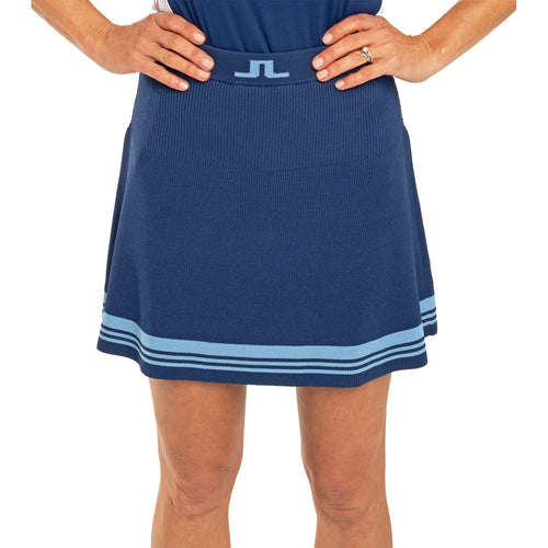 J.Lindeberg 女式弗里达条纹针织高尔夫裙 - 庄园蓝