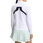 J.Lindeberg 女式 Janice 全拉链高尔夫中层 - 白色