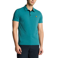 Lyle & Scott Contrast Placket Golf Polo Shirt - Albatross/Jet Black