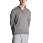 Lyle & Scott 刺绣美利奴羊毛混纺 1/4 拉链针织衫 - 中灰色泥灰岩