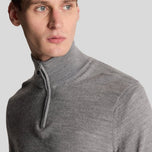 Lyle & Scott 刺绣美利奴羊毛混纺 1/4 拉链针织衫 - 中灰色泥灰岩
