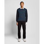 Lyle＆Scott高尔夫船长脖子棉花Argyle Jumper-黑暗海军