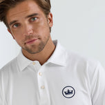 Peter Millar Solid Performance Long Sleve Jersey Golf Polo Shirt - White