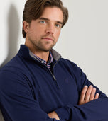 Peter Millar 男士 Ridgeline 针织高尔夫四分之一拉链 - 海军蓝