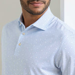 Peter Millar Ashgrove Performance Jersey Golf Polo Shirt - Stream Blue