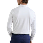 Peter Millar Solid Performance Long Sleve Jersey Golf Polo Shirt - White