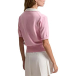 RLX Ralph Lauren Women's 2/48 Cotton Blend Short Sleeve Knitted Golf Polo Shirt - Light Pink/white Splash