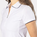 高尔夫蒂尼女子短袖拉链高尔夫衬衫 - 海军