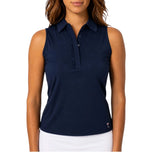 Golftini Women's Sleeveless Ruffle Golf Polo Shirt - Navy