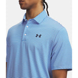 Under Armour季后赛3.0 Stripe Polo Golf衬衫 - 蓝色Atlantis/White