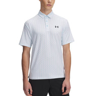Under Armour季后赛3.0印刷Polo Golf衬衫 - 溪流/白色