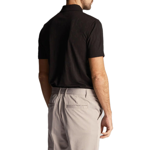 Lyle & Scott Monogram Jacquard Golf Polo Shirt - Jet Black