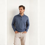 Peter Millar Perth 混色性能四分之一拉链 - 海军蓝