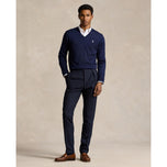 马球性能拉尔夫·劳伦（Ralph Lauren）表演V领高尔夫毛衣 - 精制海军
