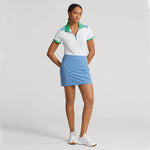 RLX Ralph Lauren 女式 Air Tech Pique 高尔夫 Polo 衫 - 纯白色/哈特拉斯蓝色