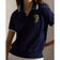RLX Ralph Lauren 女式 Tour Pique Bear 高尔夫 Polo 衫 - 精致海军蓝