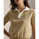 RLX Ralph Lauren Women's 2/48 Cotton Blend Short Sleeve Knitted Golf Polo Shirt - Dune Tan/White Splash