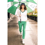 Golftini女士时尚V领毛衣 - 白色/凯利绿色