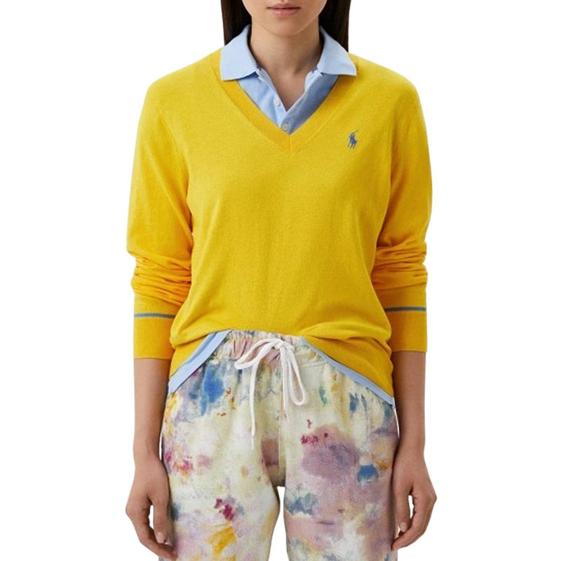 Polo Golf Ralph Lauren 女士棉混纺 V 领高尔夫套头衫 - 沙滩黄