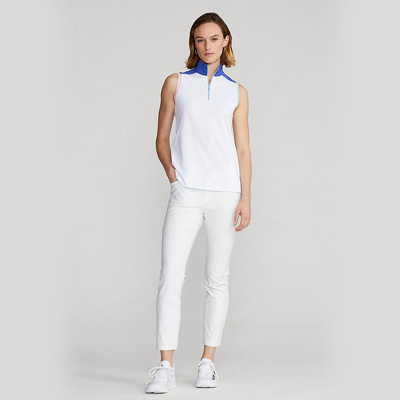 RLX Ralph Lauren 女式无袖混合 Polo 衫 - 纯白色多色