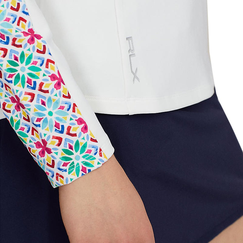 RLX Ralph Lauren 女士四分之一拉链长袖套头衫 - 多瓷砖 / 白色