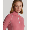 RLX Ralph Lauren 女式球衣 UV 四分之一拉链高尔夫套头衫 - 沙漠玫瑰色/纯白色