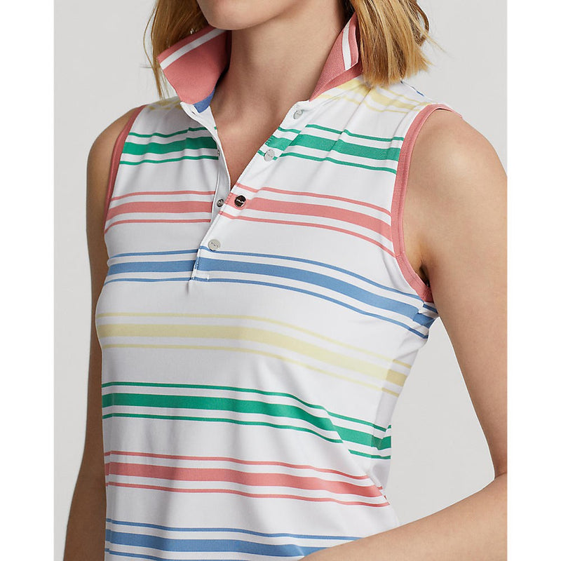 RLX Ralph Lauren 女式印花气流无袖高尔夫衬衫 - 纯白色多色