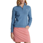 RLX Ralph Lauren 女式 Coolwool 1/4 拉链套头衫 - 哈特拉斯蓝色/沙漠粉色