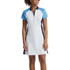 RLX Ralph Lauren 女式拼色弹力 Polo 高尔夫连衣裙 - 纯白色/佛罗里达蓝多色