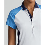 RLX Ralph Lauren 女式拼色弹力 Polo 高尔夫连衣裙 - 纯白色/佛罗里达蓝多色