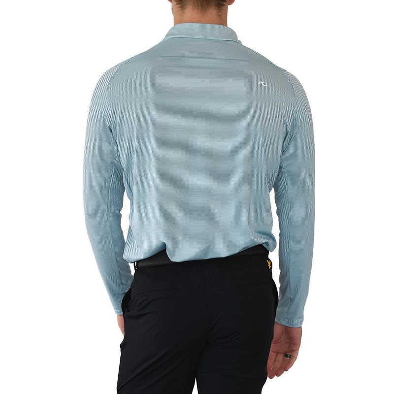 KJUS Soren 条纹长袖 Polo 高尔夫衬衫 - 相当港湾/冰蓝色