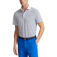 RLX Ralph Lauren Tour Pique Stripe Polo Shirt - Pure White Multi Blue